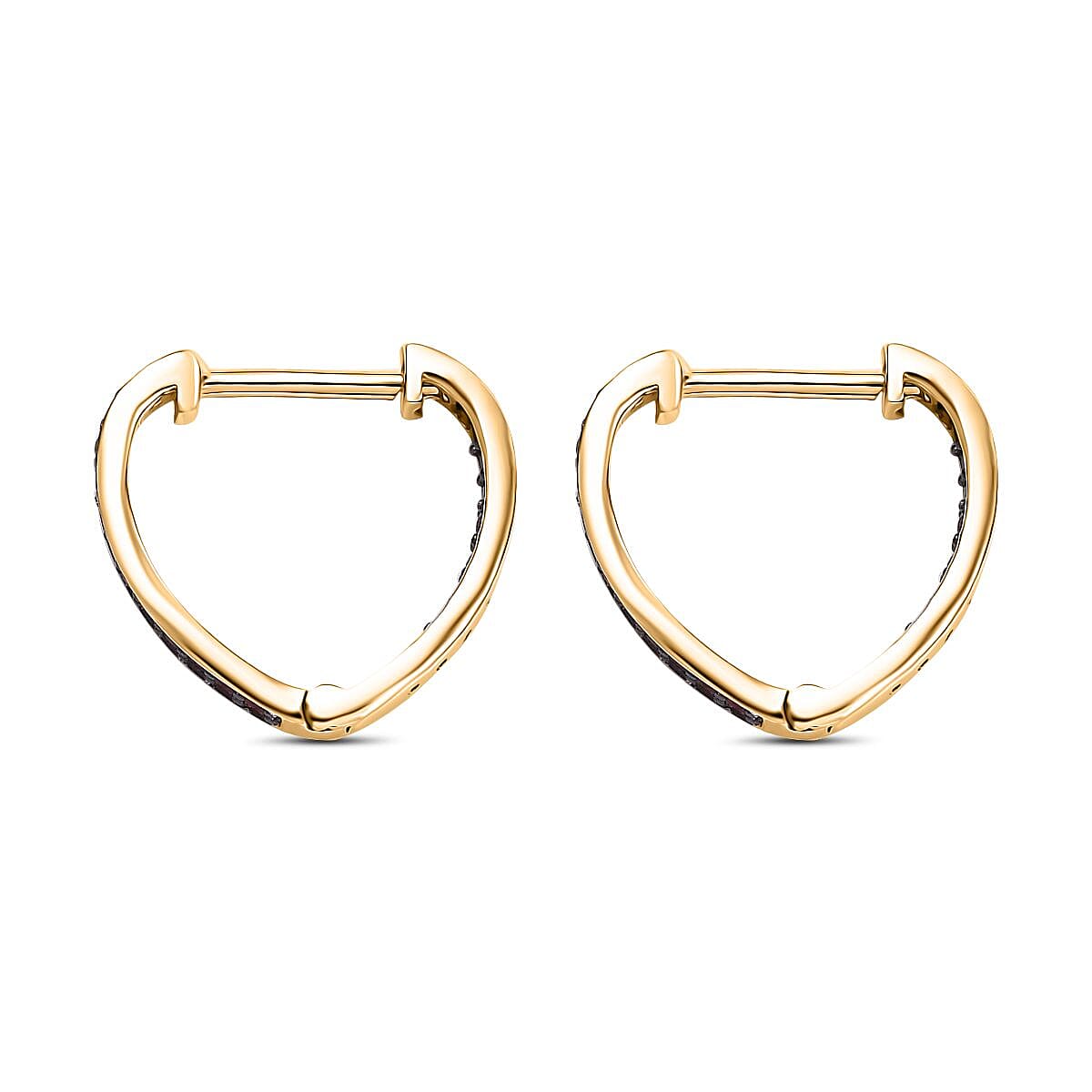 D'Joy Premium Mozambique Garnet 6.30 ctw Love Hoop Earrings in Vermeil Yellow Gold Over Sterling Silver image number 4