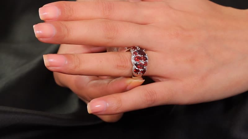 Mozambique Garnet, White Zircon Ring in Platinum Over Sterling Silver (Size 10.0) 4.00 ctw