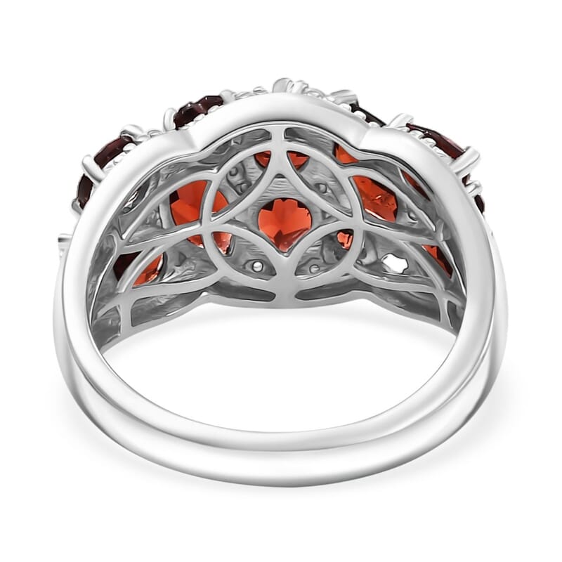 D'Joy Mozambique Garnet and White Zircon 4.00 ctw Ring in Platinum Over Sterling Silver (Size 10.0)
