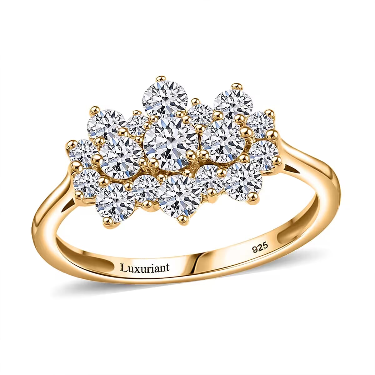 Luxuriant Lab Grown Diamond Ring in 18K Vermeil YG Over Sterling Silver (Size 5.0) 1.00 ctw image number 0