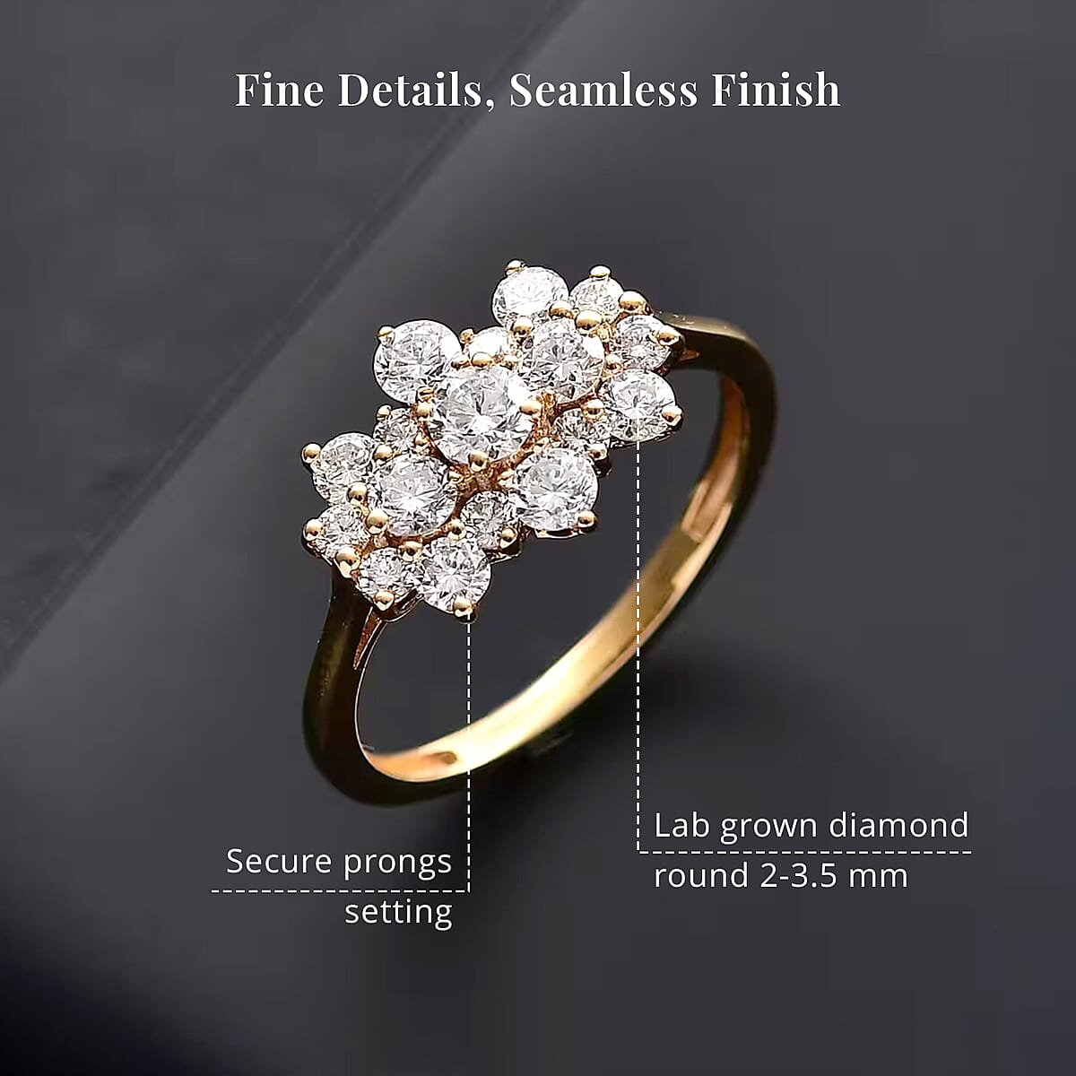 Luxuriant Lab Grown Diamond Ring in 18K Vermeil YG Over Sterling Silver (Size 5.0) 1.00 ctw image number 5