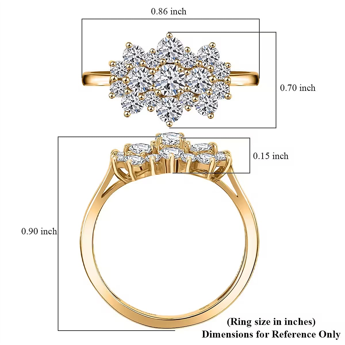 Luxuriant Lab Grown Diamond Ring in 18K Vermeil YG Over Sterling Silver (Size 5.0) 1.00 ctw image number 7