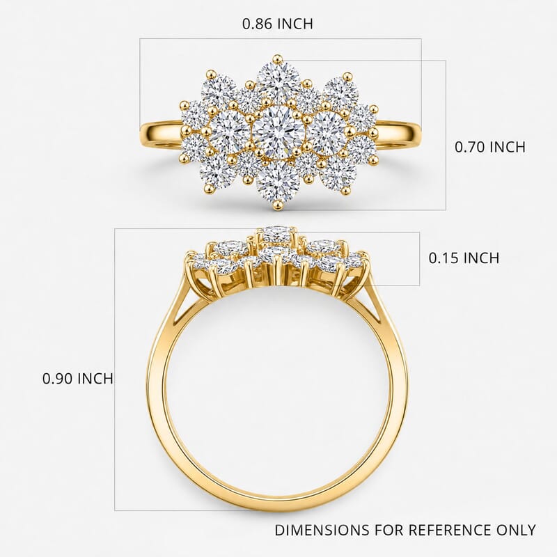 Luxuriant Lab Grown Diamond (G-H, SI) Boat Shaped Ring in 18K Vermeil YG Over Sterling Silver (Size 5.0) 1.00 ctw
