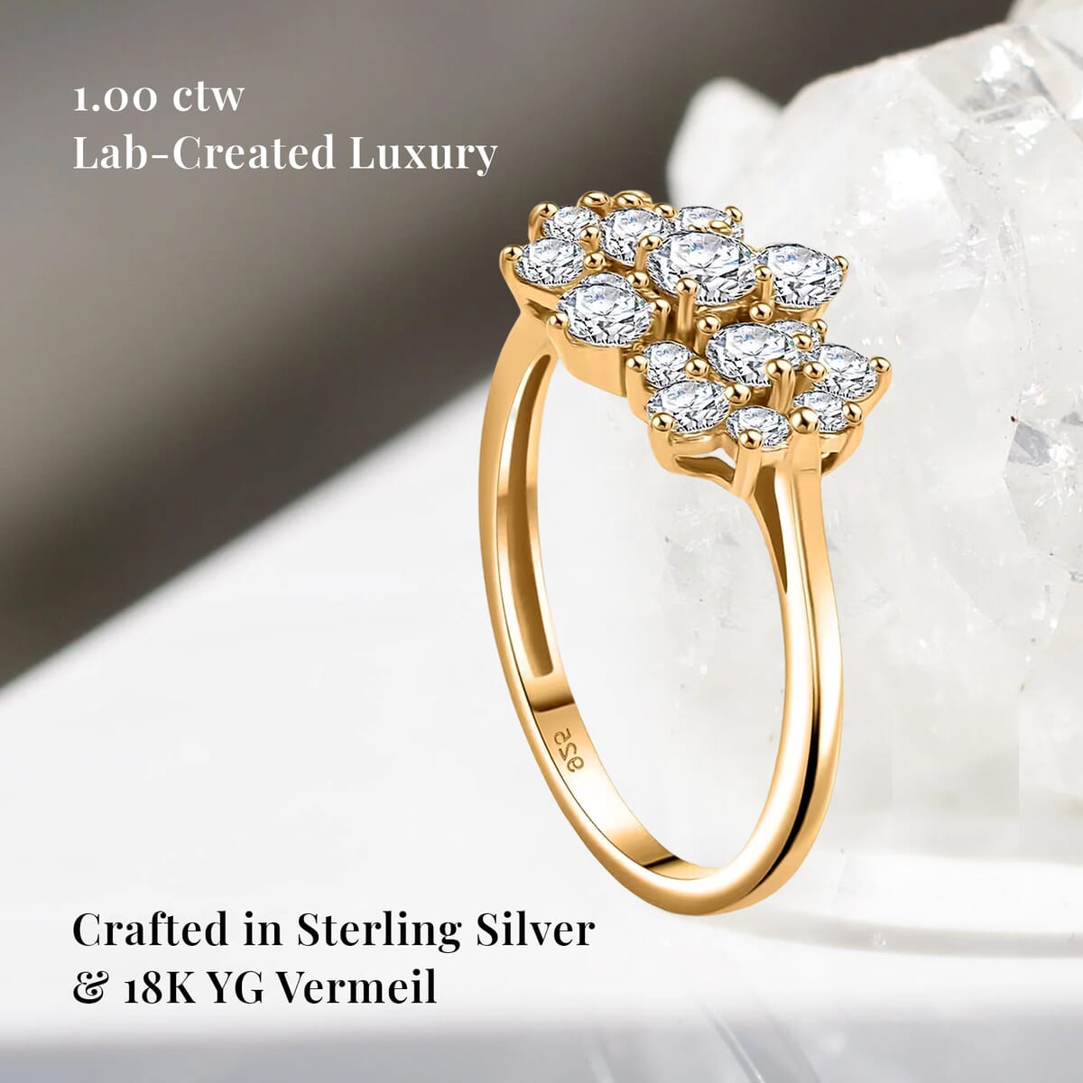 Luxuriant Lab Grown Diamond G-H SI 1.00 ctw Boat Shaped Ring in 18K Vermeil Yellow Gold Over Sterling Silver (Size 9.0) image number 2
