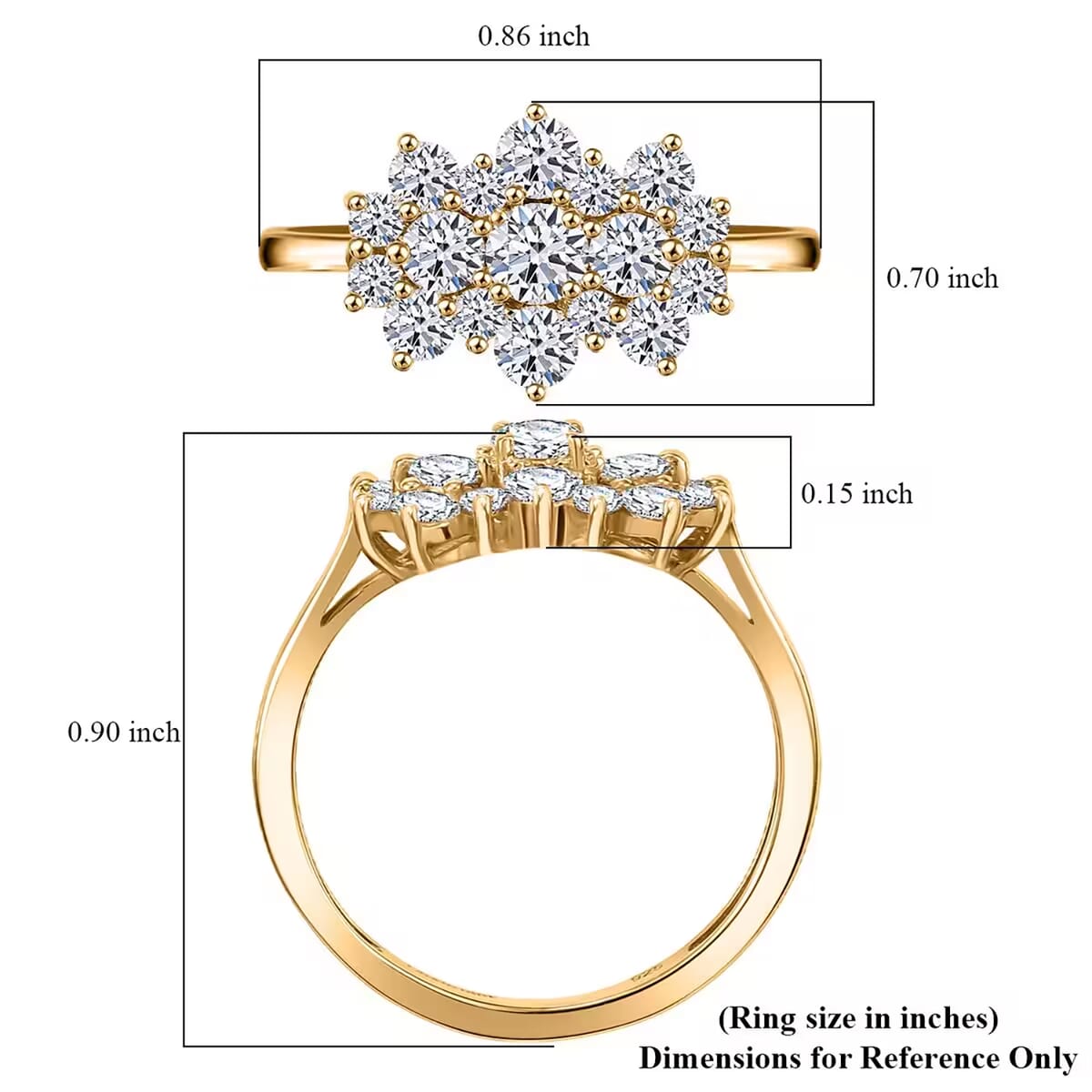 Luxuriant Lab Grown Diamond G-H SI 1.00 ctw Boat Shaped Ring in 18K Vermeil Yellow Gold Over Sterling Silver (Size 9.0) image number 7