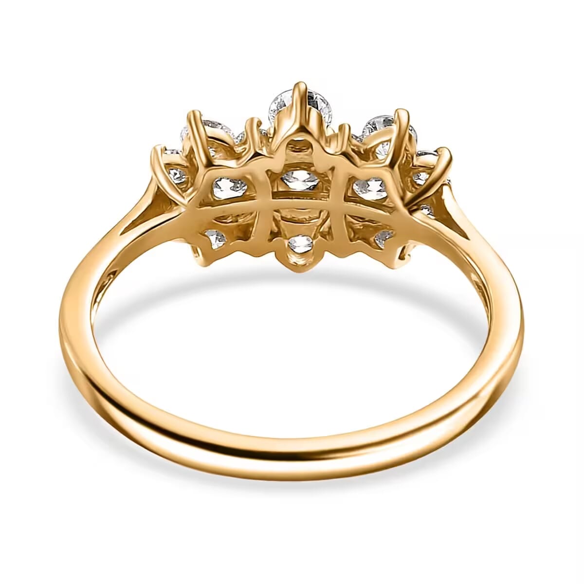 Luxuriant Lab Grown Diamond G-H SI 1.00 ctw Boat Shaped Ring in 18K Vermeil Yellow Gold Over Sterling Silver (Size 9.0) image number 8