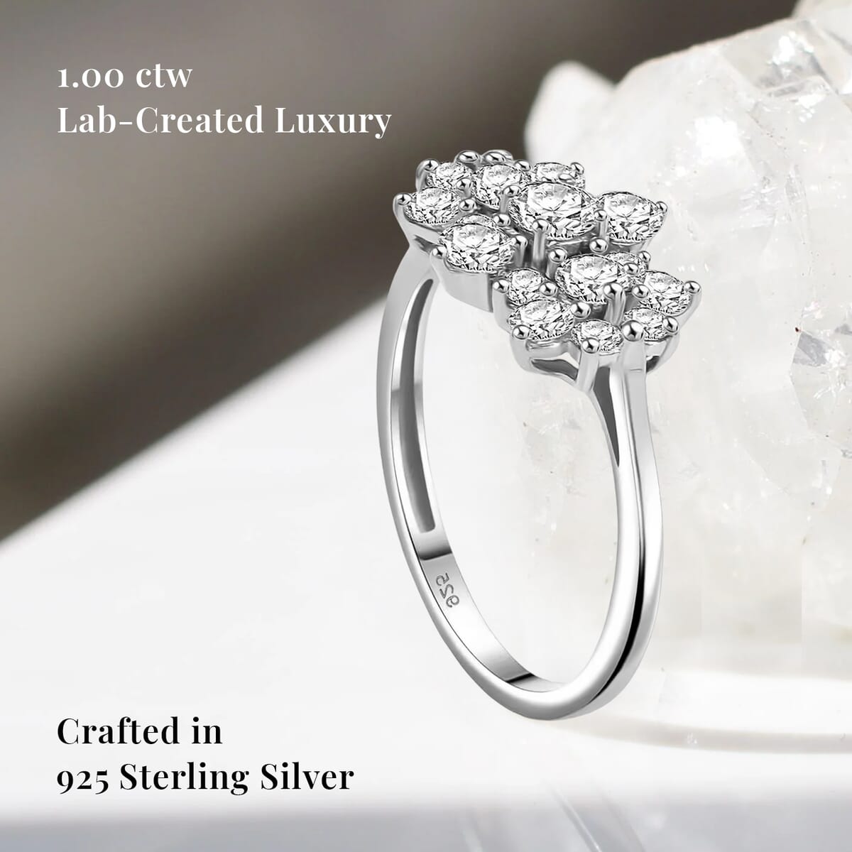 Luxuriant Lab Grown Diamond G-H SI 1.00 ctw Boat Shaped Ring in Rhodium Over Sterling Silver (Size 10.0) image number 2
