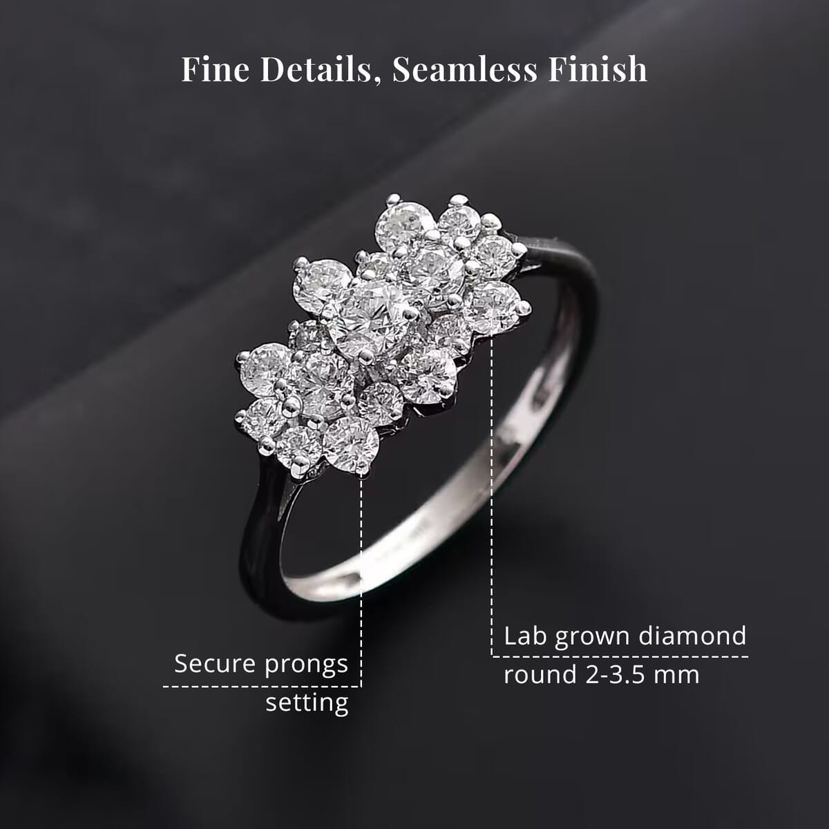 Luxuriant Lab Grown Diamond G-H SI 1.00 ctw Boat Shaped Ring in Rhodium Over Sterling Silver (Size 10.0) image number 5