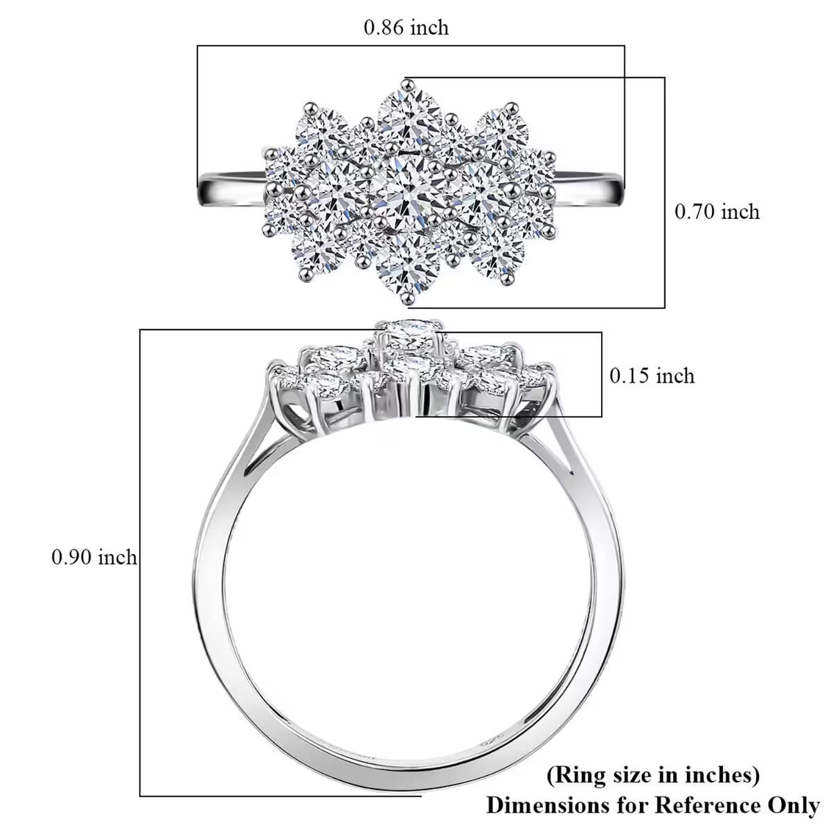 Luxuriant Lab Grown Diamond G-H SI 1.00 ctw Boat Shaped Ring in Rhodium Over Sterling Silver (Size 10.0) image number 7