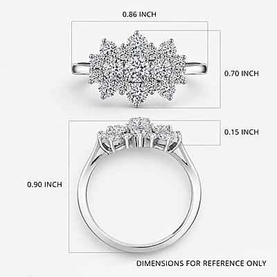 Luxuriant Lab Grown Diamond G-H SI 1.00 ctw Boat Shaped Ring in Rhodium Over Sterling Silver (Size 9.0)