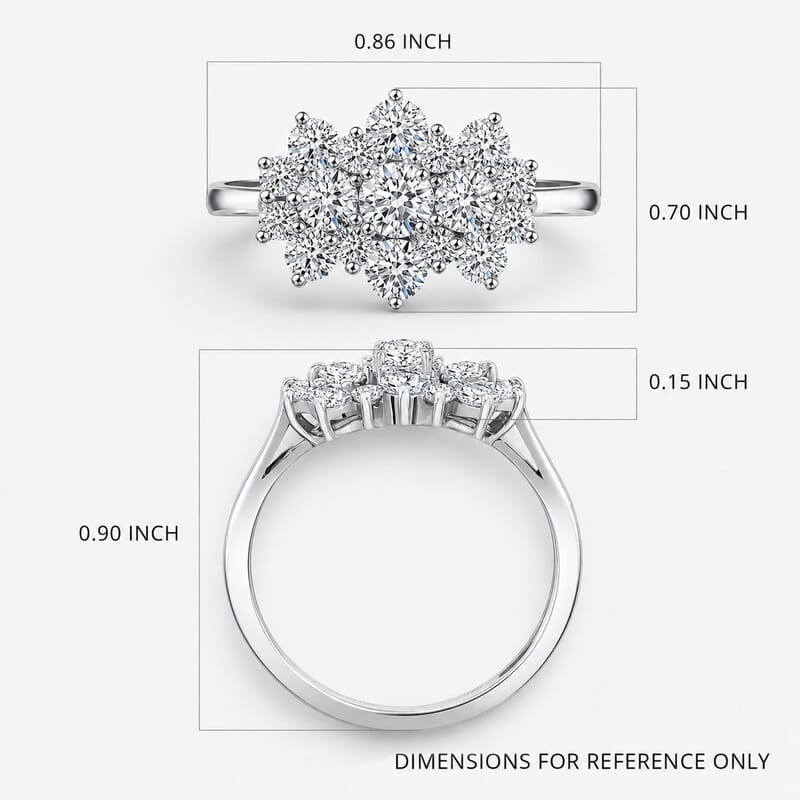 Luxuriant Lab Grown Diamond G-H SI 1.00 ctw Boat Shaped Ring in Rhodium Over Sterling Silver (Size 9.0)