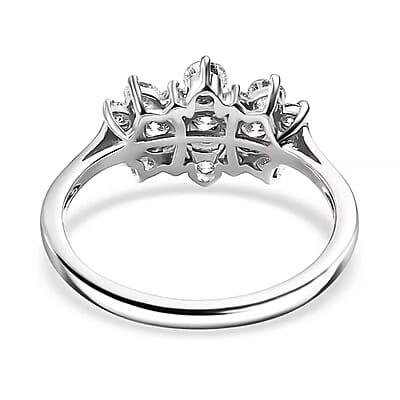 Luxuriant Lab Grown Diamond G-H SI 1.00 ctw Boat Shaped Ring in Rhodium Over Sterling Silver (Size 9.0)