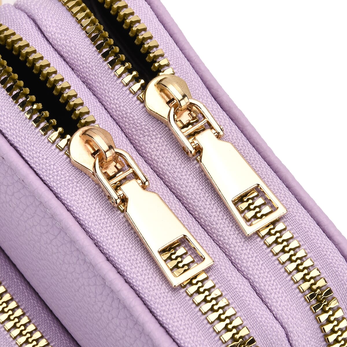Set of 2Pcs Purple Faux Leather Crossbody Bag with Card Holder image number 4