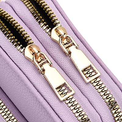 Set of 2Pcs Purple Faux Leather Crossbody Bag with Card Holder