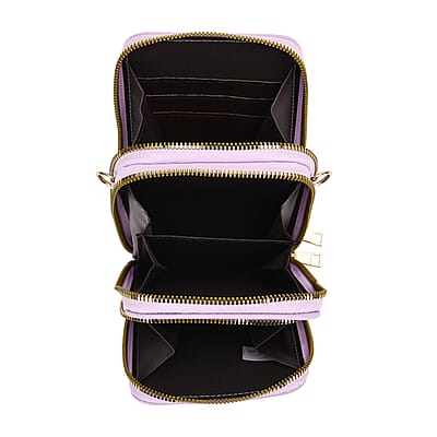Set of 2Pcs Purple Faux Leather Crossbody Bag with Card Holder