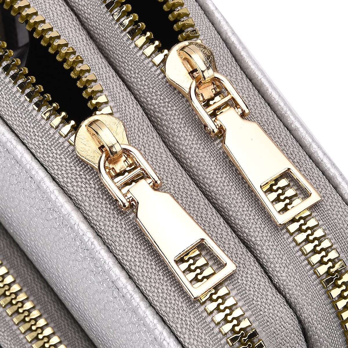Set of 2Pcs Silver Faux Leather Crossbody Bag with Card Holder image number 4