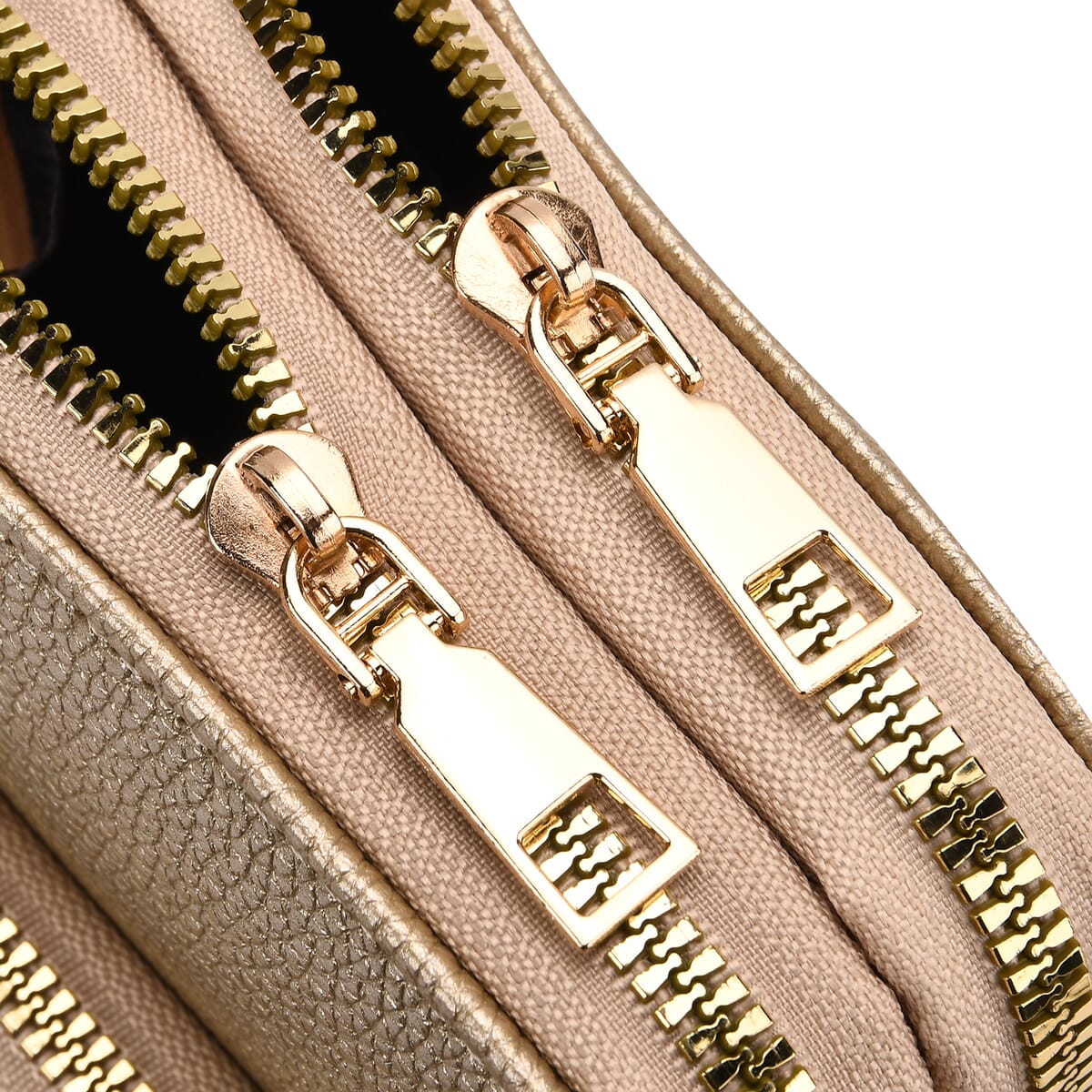 Set of 2Pcs Gold Faux Leather Crossbody Bag with Card Holder image number 4