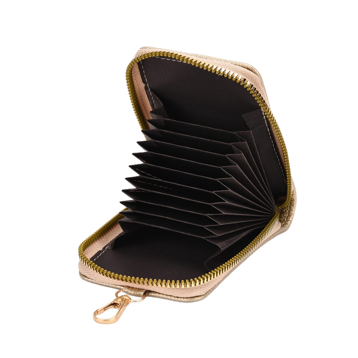 Set of 2Pcs Gold Faux Leather Crossbody Bag with Card Holder image number 6