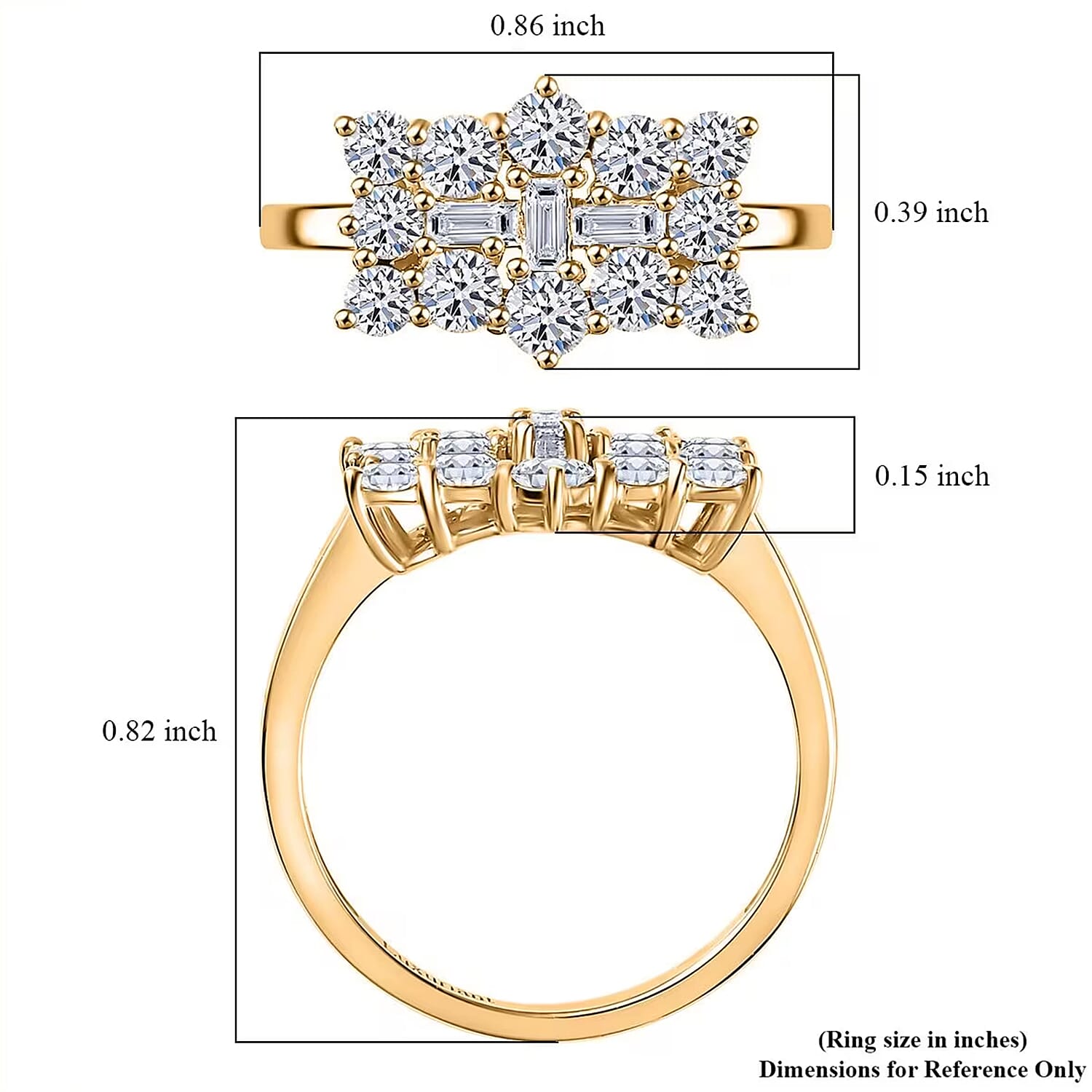 Luxuriant Lab Grown Diamond (G-H, SI) Cluster Ring in 18K Vermeil YG Over Sterling Silver (Size 10.0) 1.00 ctw