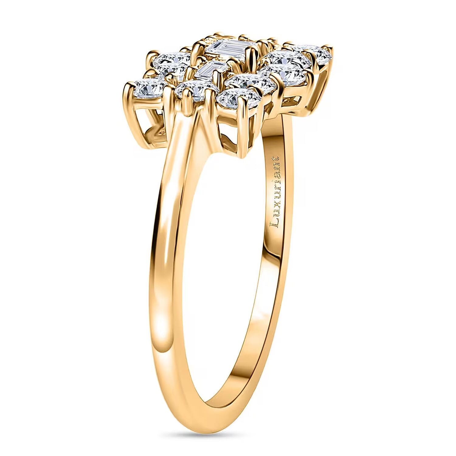 Luxuriant Lab Grown Diamond (G-H, SI) Cluster Ring in 18K Vermeil YG Over Sterling Silver (Size 10.0) 1.00 ctw