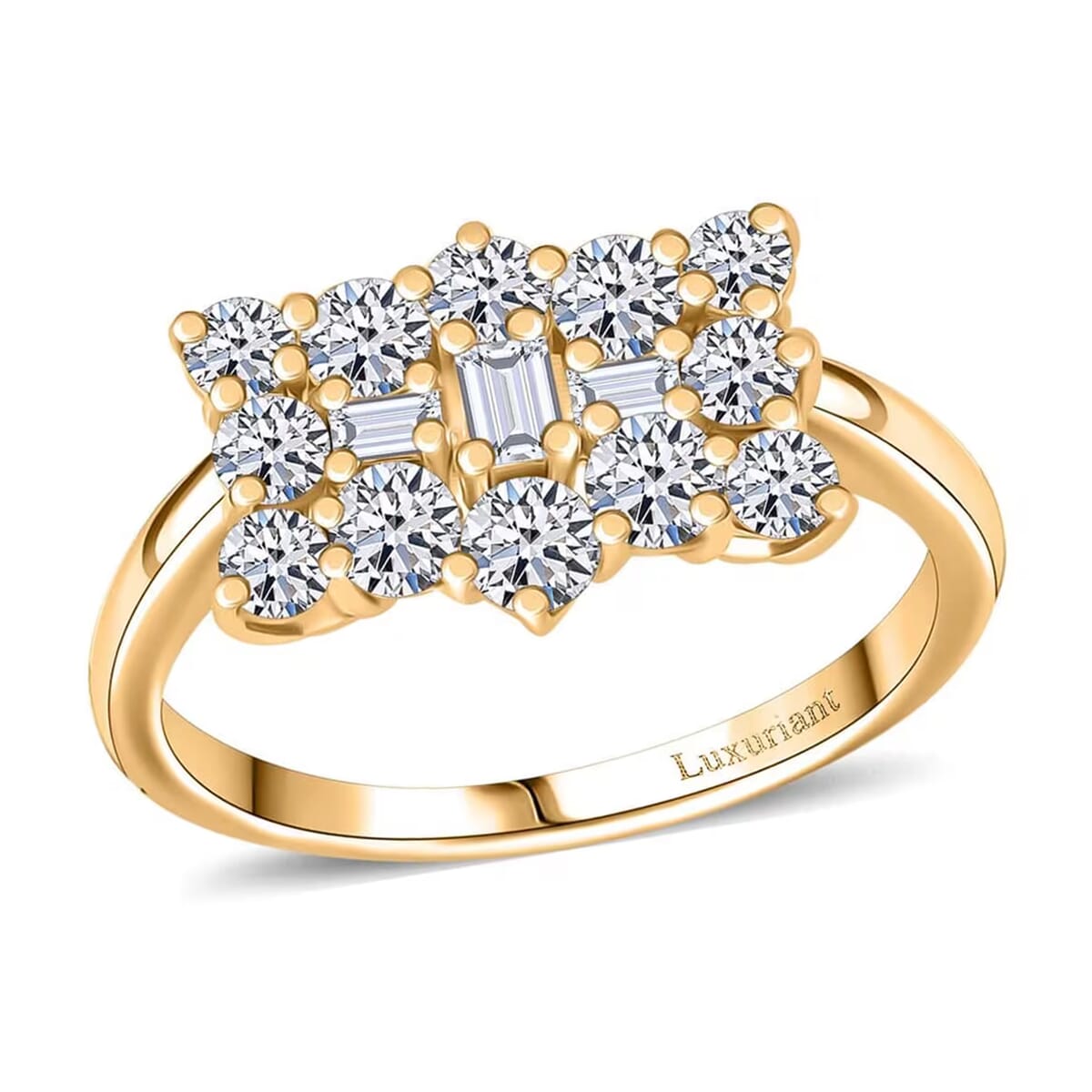 Luxuriant Lab Grown Diamond G-H SI 1.00 ctw Boat Ring in 18K Vermeil Yellow Gold Over Sterling Silver (Size 8.0) image number 0