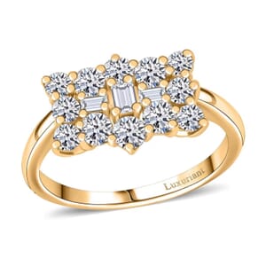 Luxuriant Lab Grown Diamond G-H SI 1.00 ctw Boat Ring in 18K Vermeil Yellow Gold Over Sterling Silver (Size 8.0)
