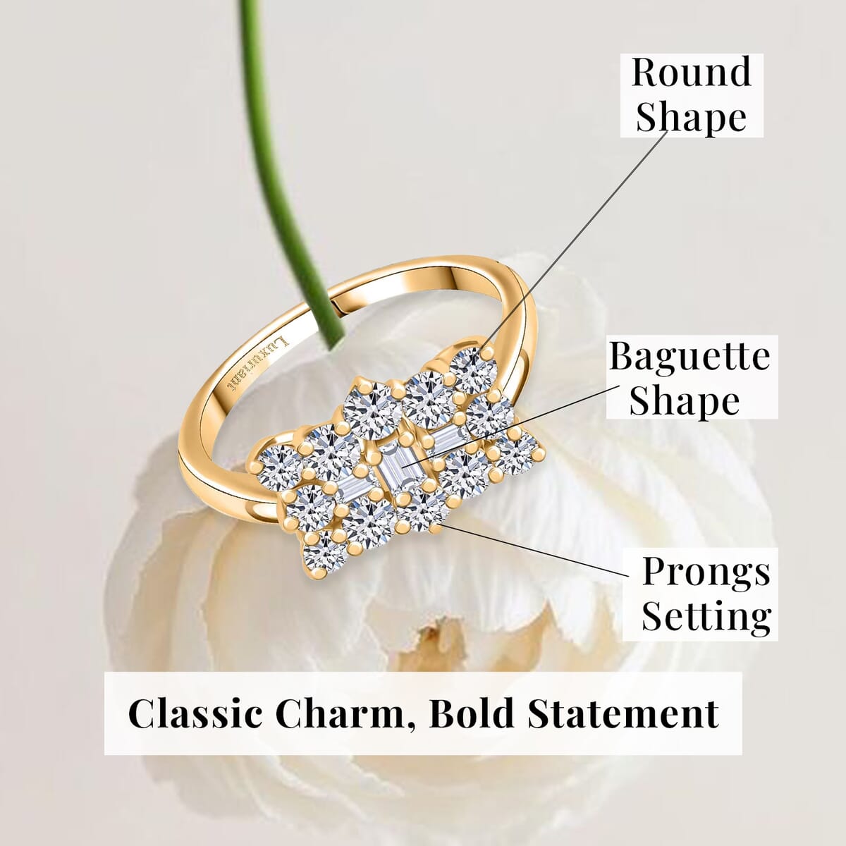 Luxuriant Lab Grown Diamond G-H SI 1.00 ctw Boat Ring in 18K Vermeil Yellow Gold Over Sterling Silver (Size 8.0) image number 5
