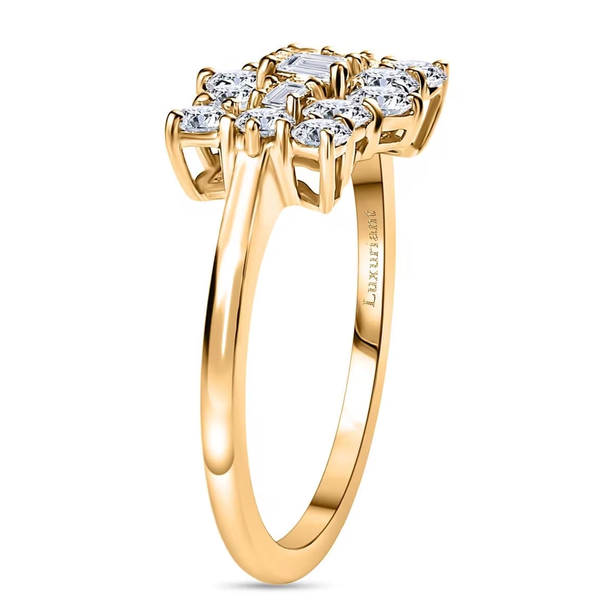 Luxuriant Lab Grown Diamond G-H SI 1.00 ctw Boat Ring in 18K Vermeil Yellow Gold Over Sterling Silver (Size 8.0) image number 8