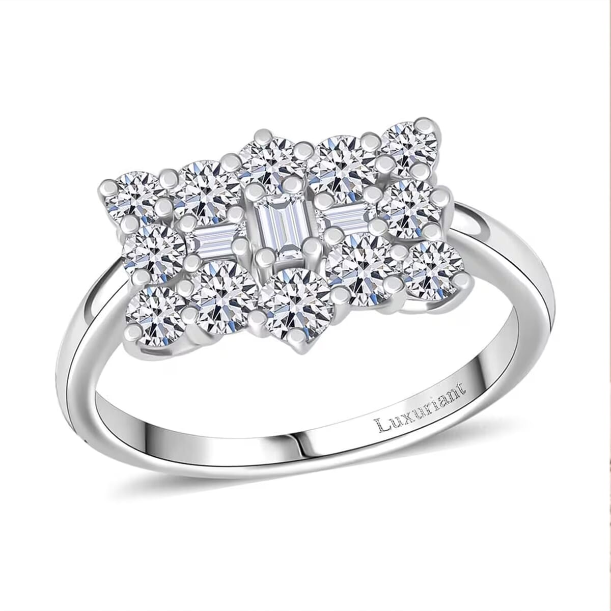 Luxuriant Lab Grown Diamond G-H SI 1.00 ctw Boat Ring in Rhodium Over Sterling Silver (Size 6.0) image number 0