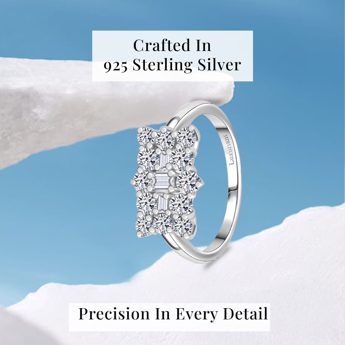 Luxuriant Lab Grown Diamond G-H SI 1.00 ctw Boat Ring in Rhodium Over Sterling Silver (Size 6.0) image number 2