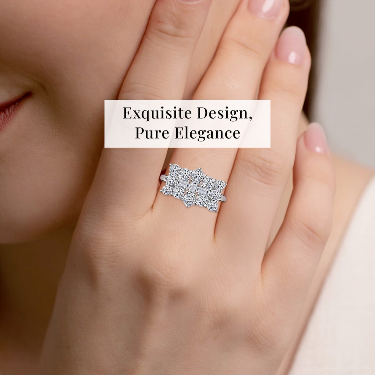 Luxuriant Lab Grown Diamond G-H SI 1.00 ctw Boat Ring in Rhodium Over Sterling Silver (Size 9.0) image number 1
