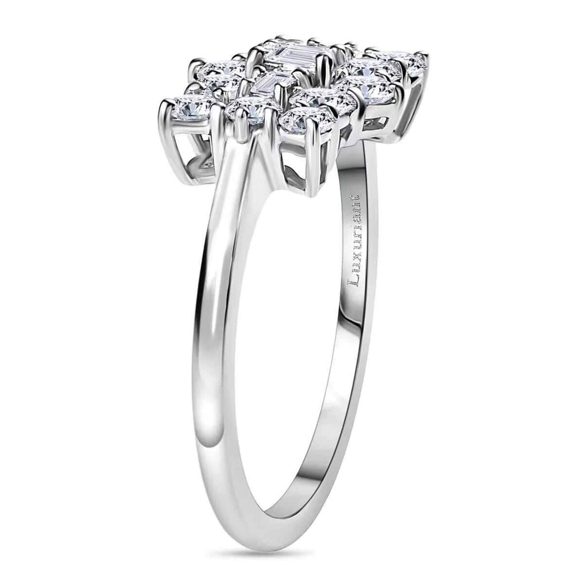 Luxuriant Lab Grown Diamond G-H SI 1.00 ctw Boat Ring in Rhodium Over Sterling Silver (Size 9.0) image number 8