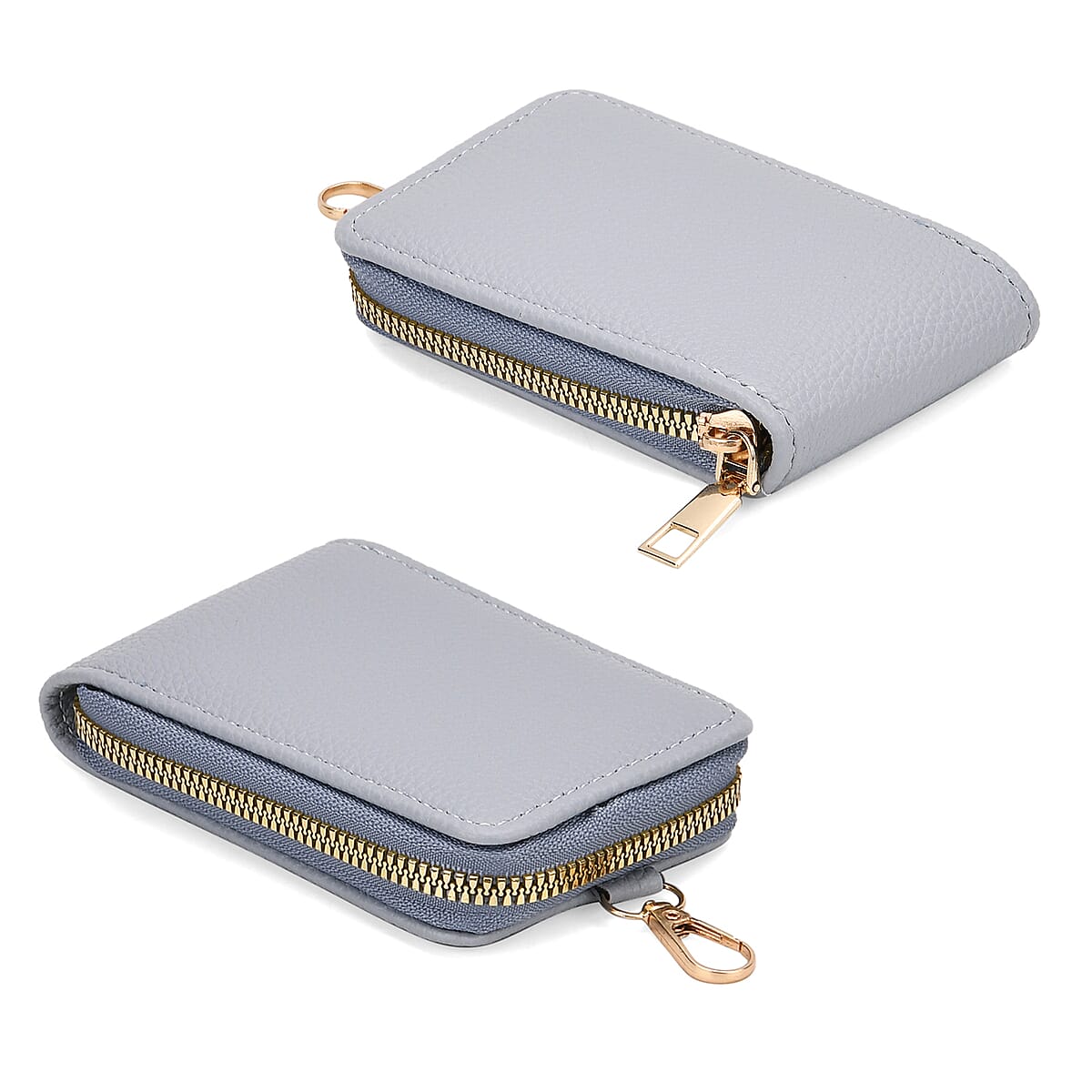 Set of 2Pcs Blue Faux Leather Crossbody Bag with Card Holder image number 4