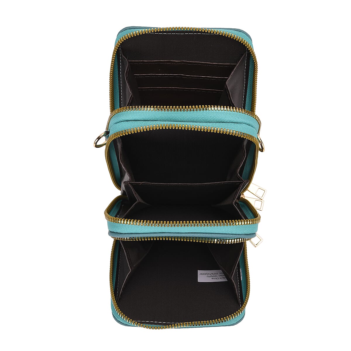 Set of 2Pcs Teal Faux Leather Crossbody Bag with Card Holder image number 3