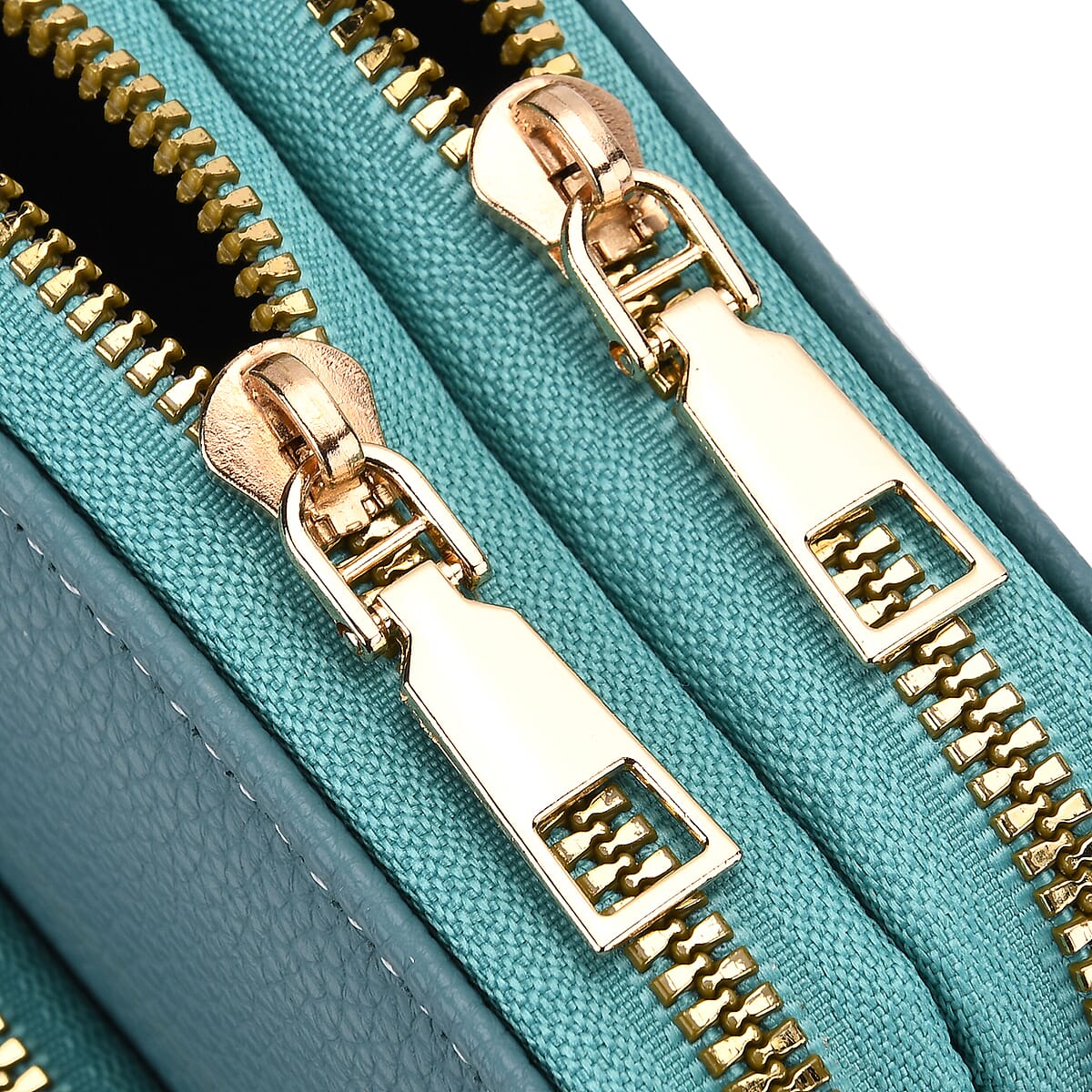 Set of 2Pcs Teal Faux Leather Crossbody Bag with Card Holder image number 4