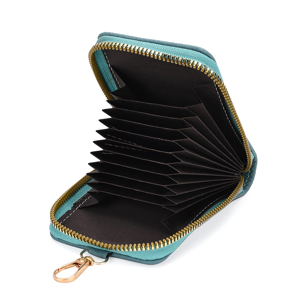 Set of 2Pcs Teal Faux Leather Crossbody Bag with Card Holder image number 6