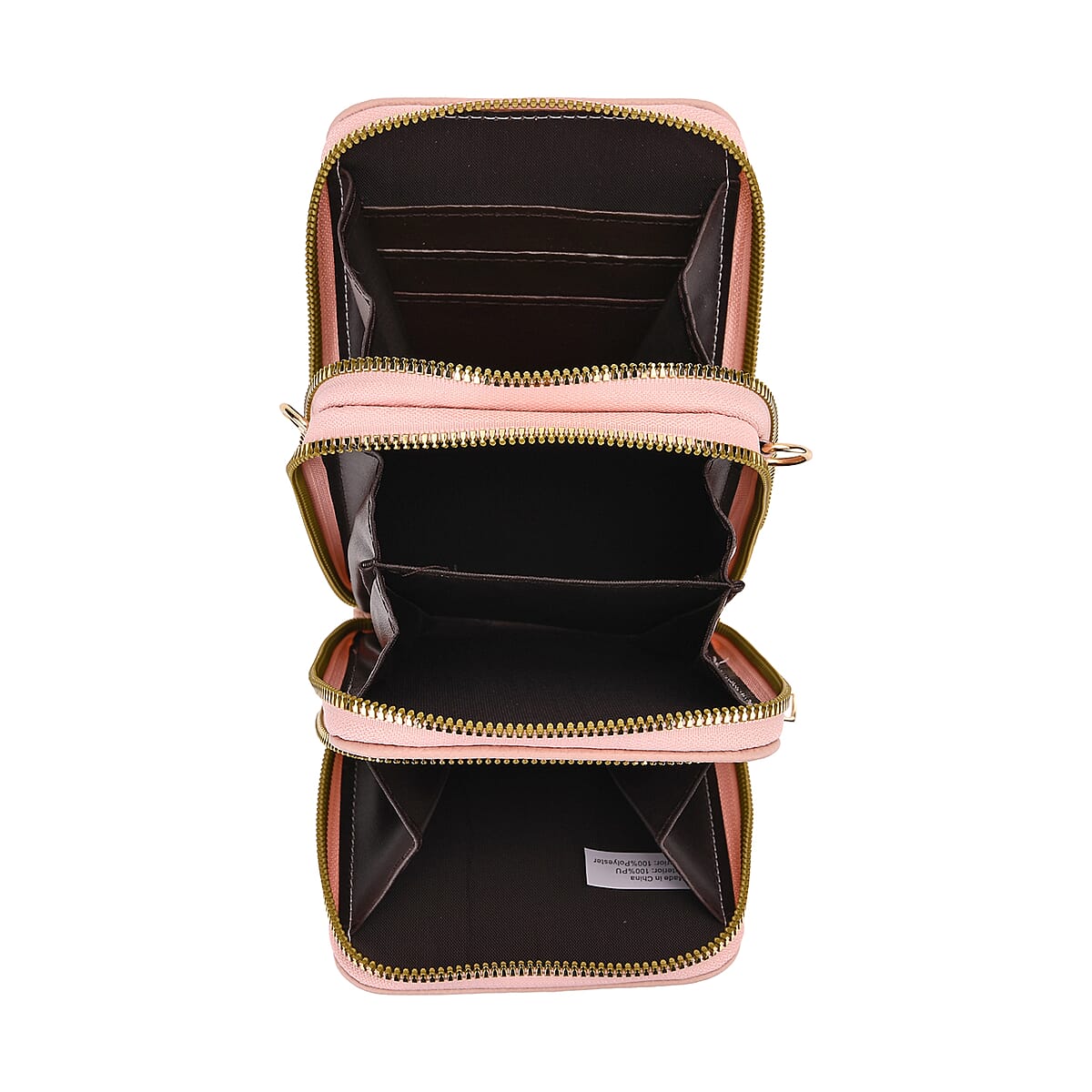 Set of 2Pcs Pink Faux Leather Crossbody Bag with Card Holder image number 3