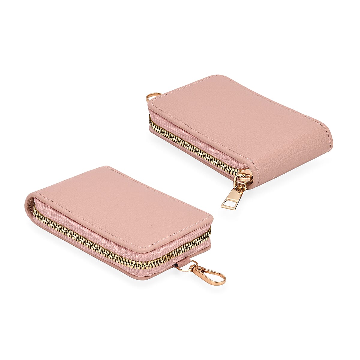 Set of 2Pcs Pink Faux Leather Crossbody Bag with Card Holder image number 5