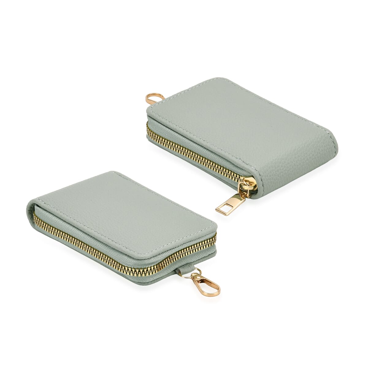 Set of 2Pcs Mint Green Faux Leather Crossbody Bag with Card Holder image number 3