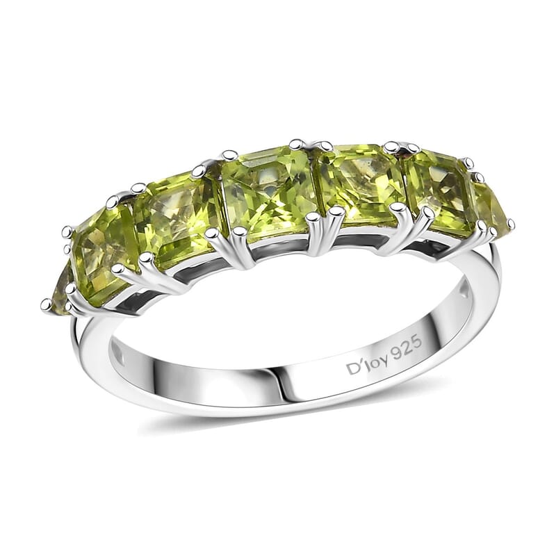 D'Joy Arizona Peridot 2.20 ctw Band Ring in Platinum Over Sterling Silver (Size 10.0)