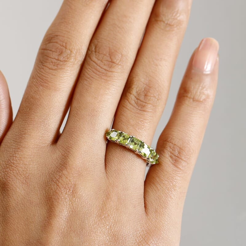 D'Joy Arizona Peridot 2.20 ctw Band Ring in Platinum Over Sterling Silver (Size 10.0)