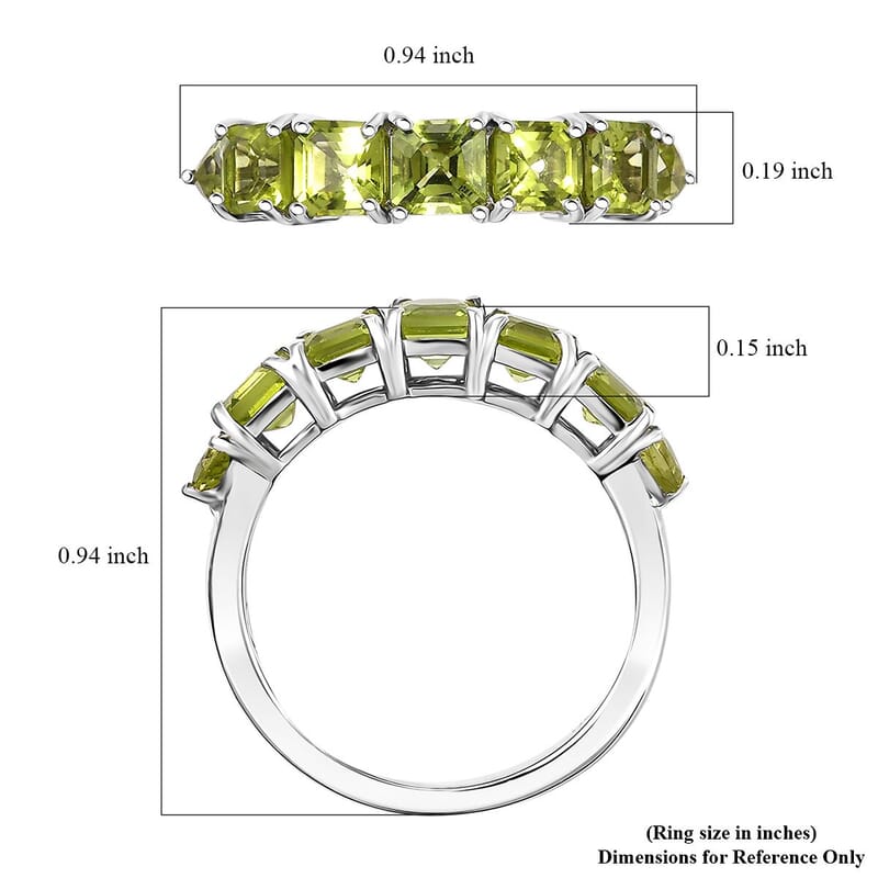 D'Joy Arizona Peridot 2.20 ctw Band Ring in Platinum Over Sterling Silver (Size 10.0)
