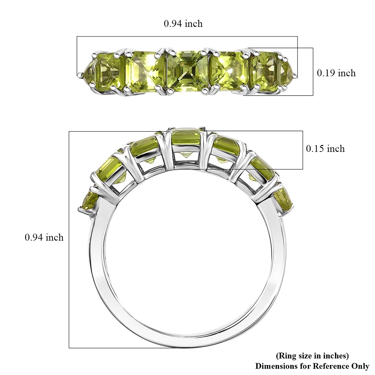 Arizona Peridot 2.20 ctw Band Ring in Platinum Over Sterling Silver (Size 9.0) image number 5