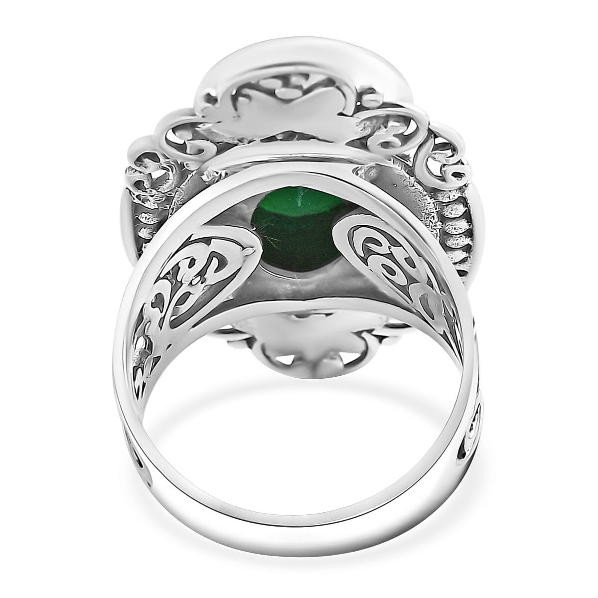 Bali Legacy Verde Onyx 7.50 ctw Antique Garden and Floral Ring in Sterling Silver (Size 9.0) 