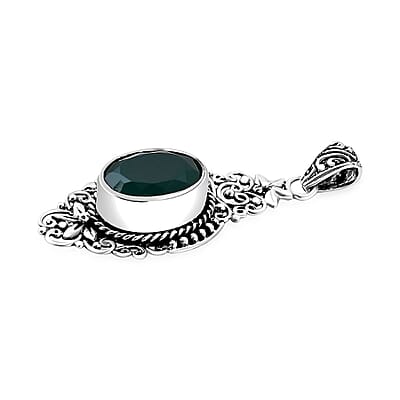 Bali Legacy Verde Onyx 7.65 ctw Antique Garden and Floral Pendant without Chain in Sterling Silver 