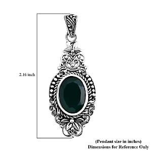 Bali Legacy Verde Onyx 7.65 ctw Antique Garden and Floral Pendant without Chain in Sterling Silver 