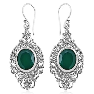 Bali Legacy Verde Onyx 8.00 ctw Antique Garden and Floral Earrings in Sterling Silver 