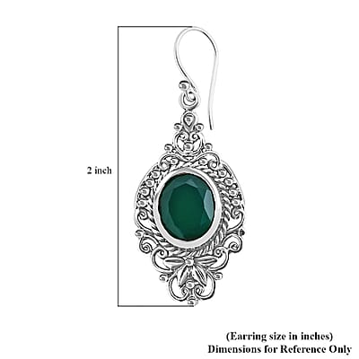 Bali Legacy Verde Onyx 8.00 ctw Antique Garden and Floral Earrings in Sterling Silver 