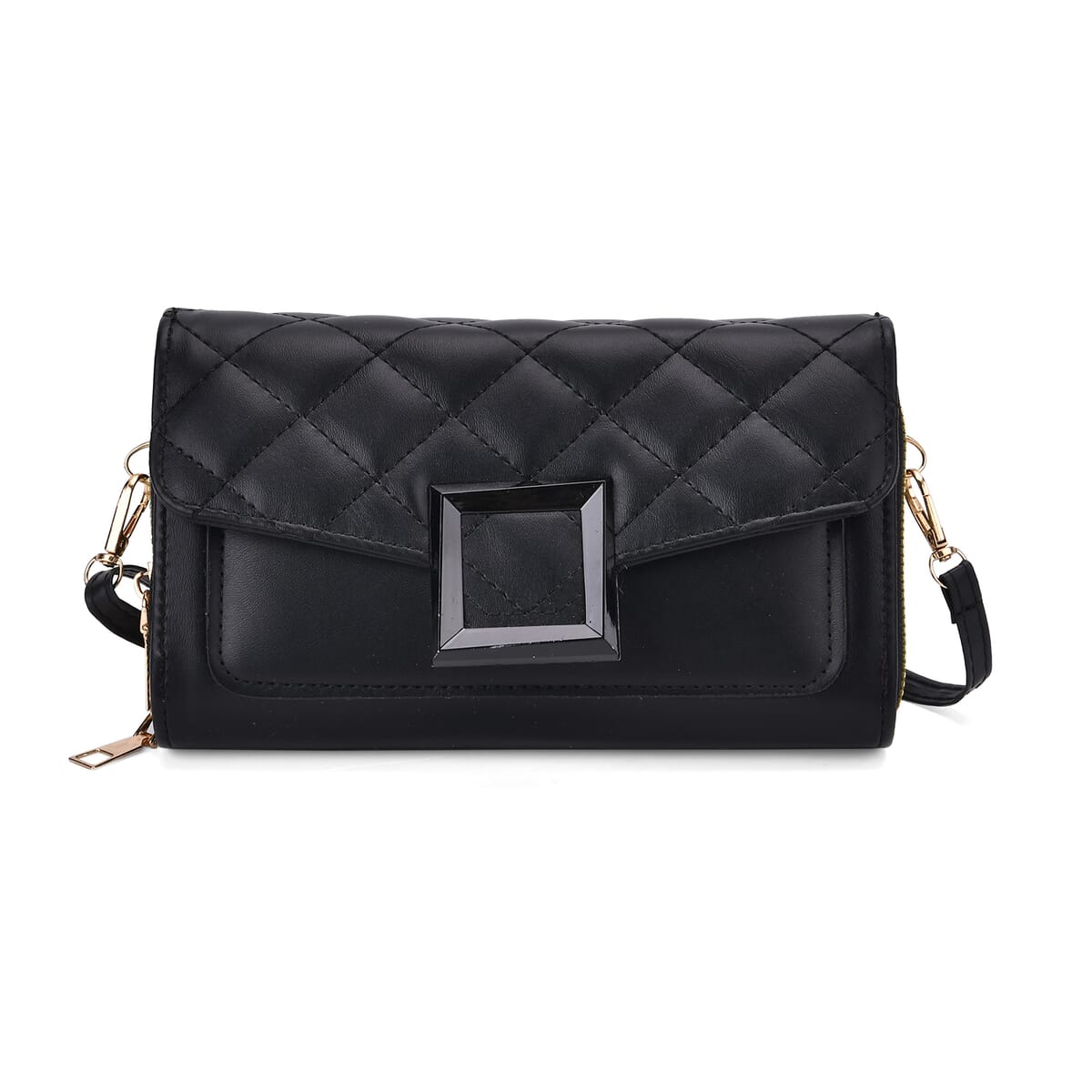 Black Faux Leather Crossbody Bag image number 0