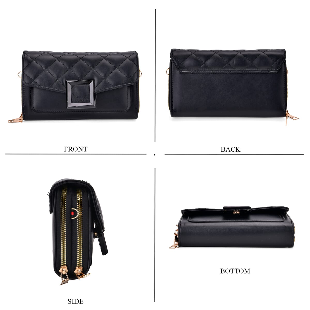 Black Faux Leather Crossbody Bag image number 3
